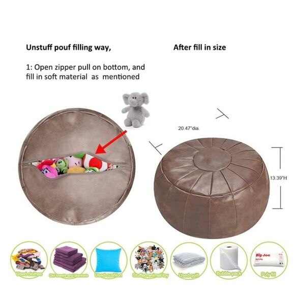 ROTOT Decorative Pouf, Ottoman, Bean Bag Chair,Foot Rest, Storage Unstuffed NEW - Picture 5 of 8
